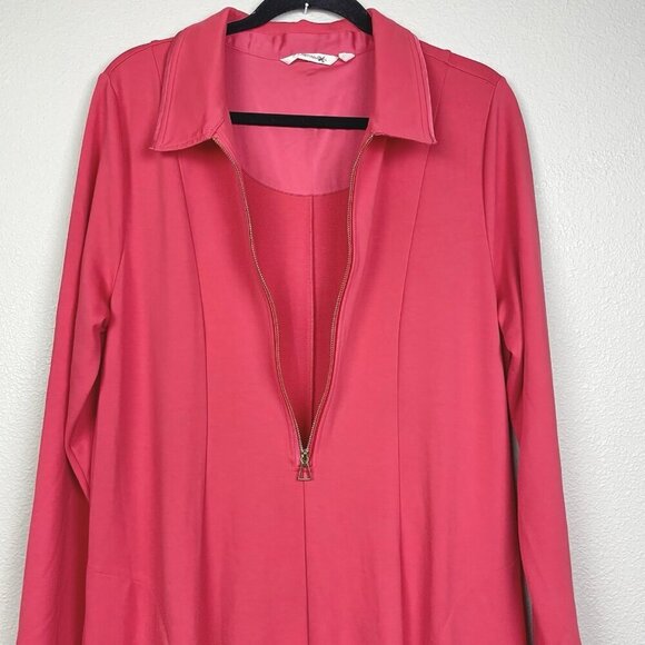 Soft Surroundings Women's XL Swingtime Half Zip Collared Maxi Dress Coral Ponte - Picture 12 of 16